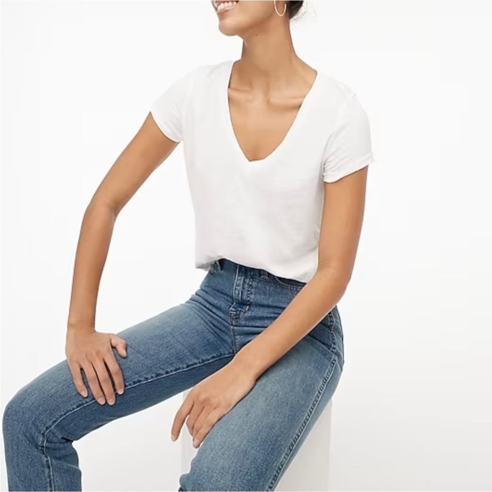 NWT JCrew Vintage Slub Cotton V Neck Tee Sz XXS - SMALL MARK NEAR COLLAR